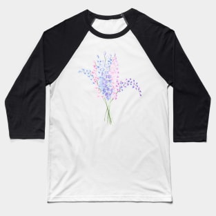 Larkspur, floral watercolor painting Baseball T-Shirt